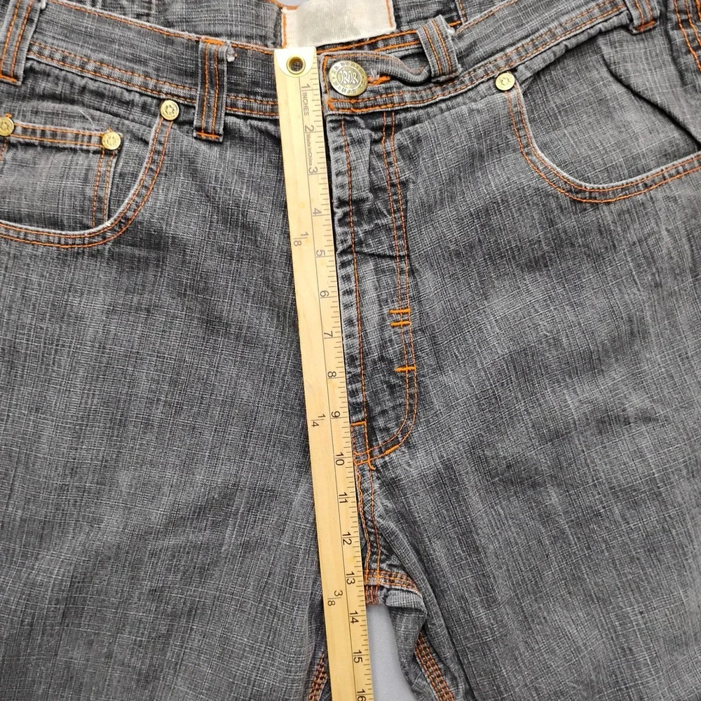 RR Mens Straight Leg Grey Denim Jeans Orange Stitch 42x32 Y2k Baggy